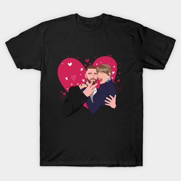 Taylor Swift y Travis Kelce T-Shirt by HarlinDesign